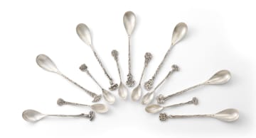 An assembled set of Dutch silver advocaatlepels, various makers, late 20th century