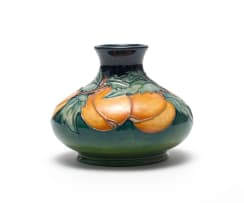 Moorcroft Contemporary Period; Moorcroft squat vase with apricot design