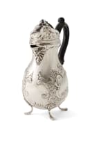 An 18th century silver coffee pot, possibly German, with import marks for London, 1890, retailed by Solomon Andrade Lazarus