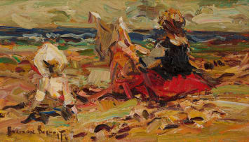 Adriaan Boshoff; Mother and Children on the Beach