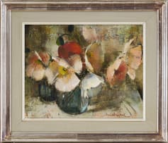 Irmin Henkel; Still Life with Flowers in a Green Vase