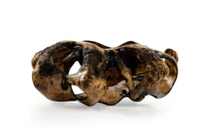 Rodney Band; Walnut root bowl with African blackwood inlay