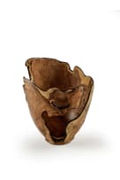 Rodney Band; Wild olive bowl with African blackwood inlay and copper button detailing