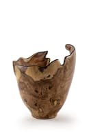 Rodney Band; Wild olive bowl with African blackwood inlay and copper button detailing