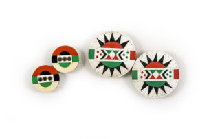 In sizes the smaller pair of isiZulu 'iziqhaza' earplugs double-sided, the larger pair one-sided