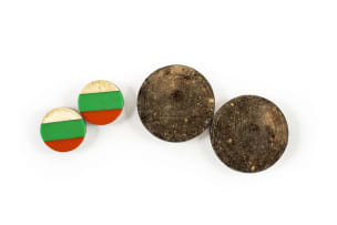 In sizes the smaller pair of isiZulu 'iziqhaza' earplugs double-sided, the larger pair one-sided