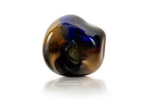 David Reade; Free-form glass vase in graduated amber and blue tones