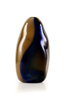 David Reade; Free-form glass vase in graduated amber and blue tones