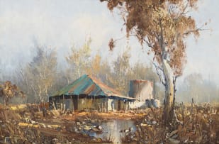 Gerrit Roon; Landscape with House and Gum Tree