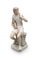 'Tennis Player Boy' porcelain figure, designed by Vincente Martinez, Spain