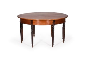 Pair of Cape Regency yellowwood and stinkwood demi-lune tables, South Africa, 19th century