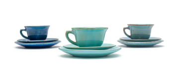 Linn Ware; Three cups, saucers and side plates