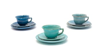 Linn Ware; Three cups, saucers and side plates