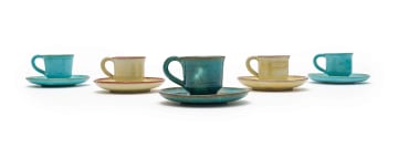 Linn Ware; Five espresso cups with saucers