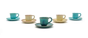 Linn Ware; Five espresso cups with saucers