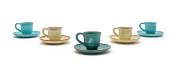 Linn Ware; Five espresso cups with saucers