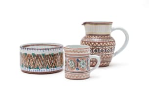 The Old Jar Pottery; Bowl and two jugs, three