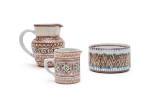 The Old Jar Pottery; Bowl and two jugs, three
