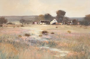 Mel Brigg; Field with Flowers and Farm House
