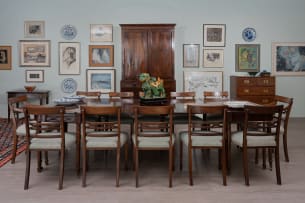 Set of fourteen Regency style mahogany dining chairs, 19th century