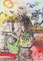 Willie Bester; Chained Figure in an Abstract Landscape