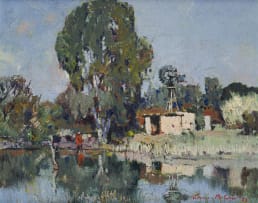 Terence McCaw; Landscape with Dam and Windmill