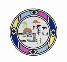 Esther Mahlangu; Untitled (Homestead with Ndebele Patterns)