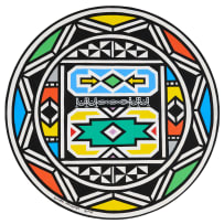 Esther Mahlangu; Untitled (Ndebele Circular Abstract with Turquoise Centre)