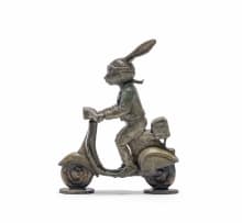 Carol Cauldwell; Rabbit with Goggles on a Vespa