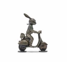 Carol Cauldwell; Rabbit with Goggles on a Vespa
