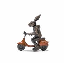 Carol Cauldwell; Rabbit on an Orange Vespa