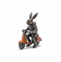 Carol Cauldwell; Rabbit on an Orange Vespa