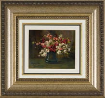 Otto Klar; Flowers in Blue Vase