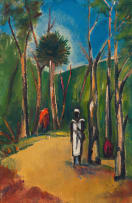 Pranas Domsaitis; Figure Amongst Trees (recto) Two Figures in a Landscape (verso)