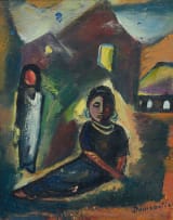 Pranas Domsaitis; Two Figures Amongst Houses