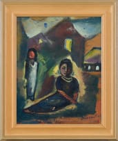 Pranas Domsaitis; Two Figures Amongst Houses