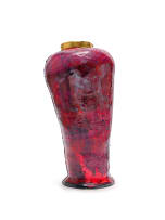 Ruan Hoffmann; Planter in red and with gold lustre rim