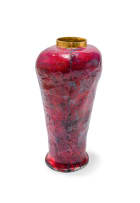 Ruan Hoffmann; Planter in red and with gold lustre rim