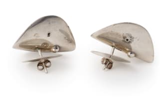 Georg Jensen; Pair of Georg Jensen silver modernist earrings, model 131, Nanna Ditzel, Denmark, c.1970