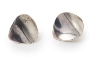 Georg Jensen; Pair of Georg Jensen silver modernist earrings, model 131, Nanna Ditzel, Denmark, c.1970