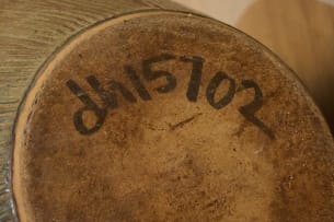 Digby Hoets; Large pot with celadon glaze over combed slip and inverted rim