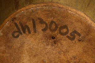 Digby Hoets; Pot with ash glaze over iron slip and flared rope motif rim