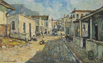 Don Madge; Street Scene with Distance View of Table Mountain