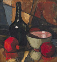 David Botha; Still Life with Pomegranates and Bottle
