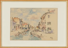 Gregoire Boonzaier; Venetian Canal with Gondolas