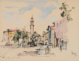 Gregoire Boonzaier; Street Scene with Church Spire