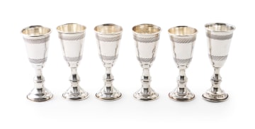 Six George V silver Kiddush cups, J R, Birmingham, 1918