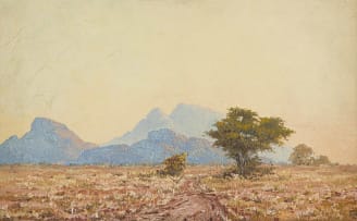Otto Klar; Namibian Farm Scene with Distant View of Rote Berge