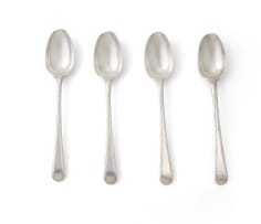A set of four Cape silver Old English Feather Edge pattern teaspoons, unknown maker, HNS, 19th century