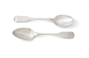 Two Cape silver teaspoons, Johannes Combrink, c.1814-1853